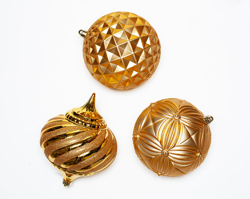 8" Glitter Shatterproof Ball Ornament Assorted Set Of 6