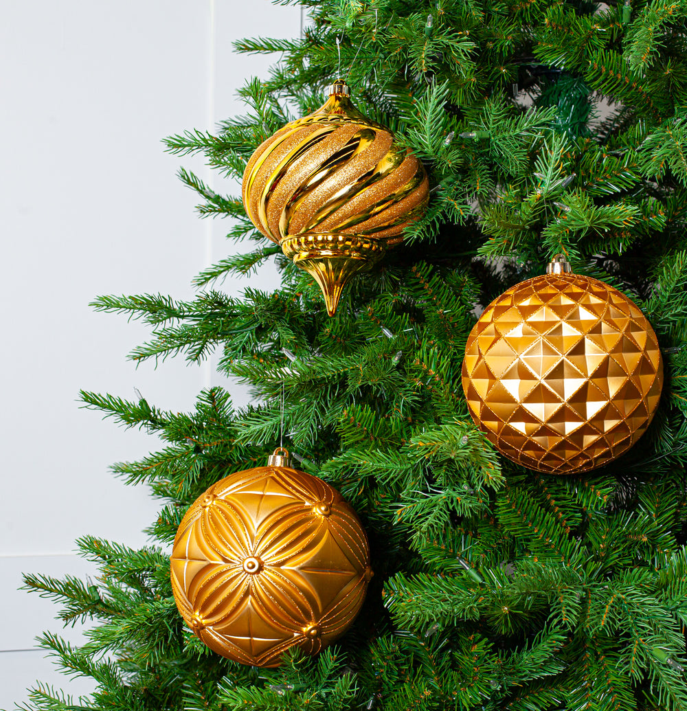 8" Glitter Shatterproof Ball Ornament Assorted Set Of 6