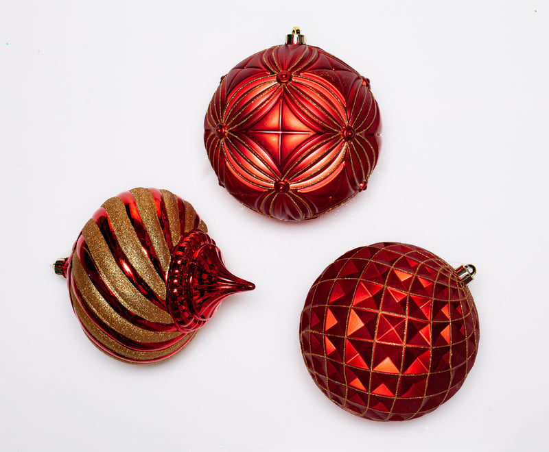 8" Glitter Shatterproof Ball Ornament Assorted Set Of 6