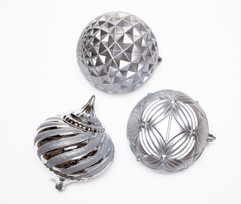 8" Glitter Shatterproof Ball Ornament Assorted Set Of 6