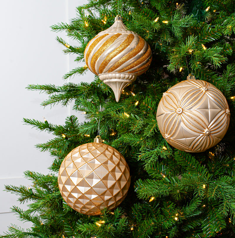 8" Glitter Shatterproof Ball Ornament Assorted Set Of 6