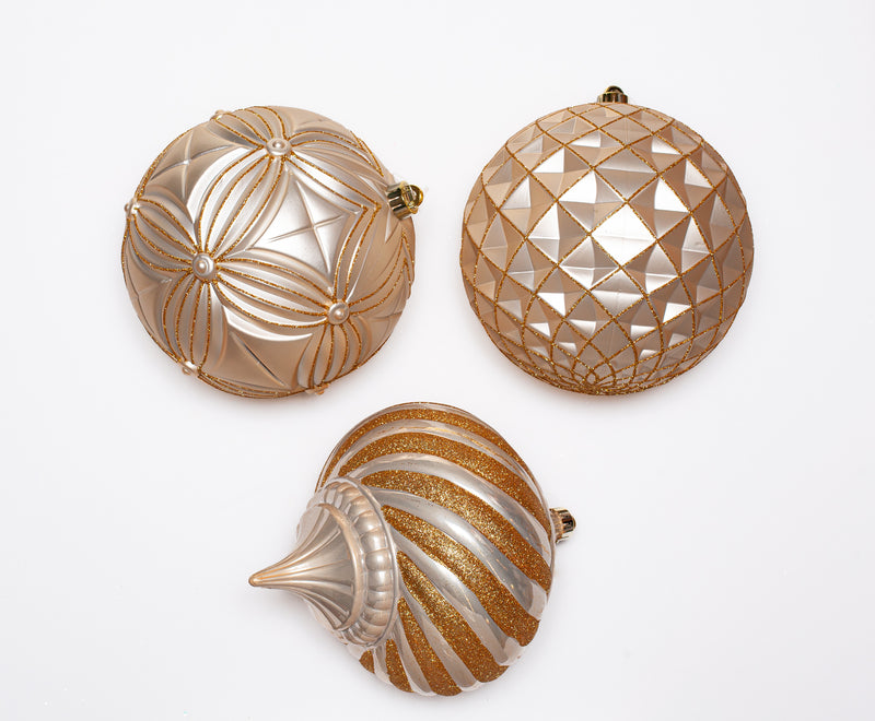 8" Glitter Shatterproof Ball Ornament Assorted Set Of 6