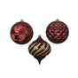 8" Burgundy Gold Glitter Ball Assorted Set Of 6