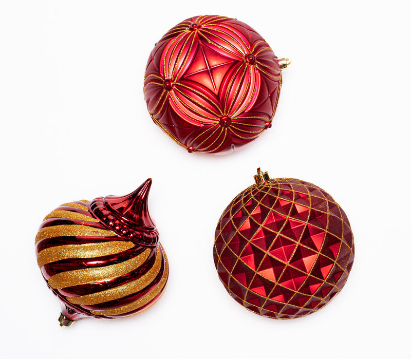 8" Glitter Shatterproof Ball Ornament Assorted Set Of 6