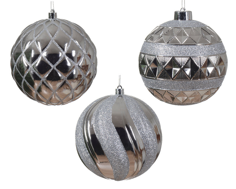 5" Glitter Shiny Shatterproof Ball Ornament Assorted Set Of 12