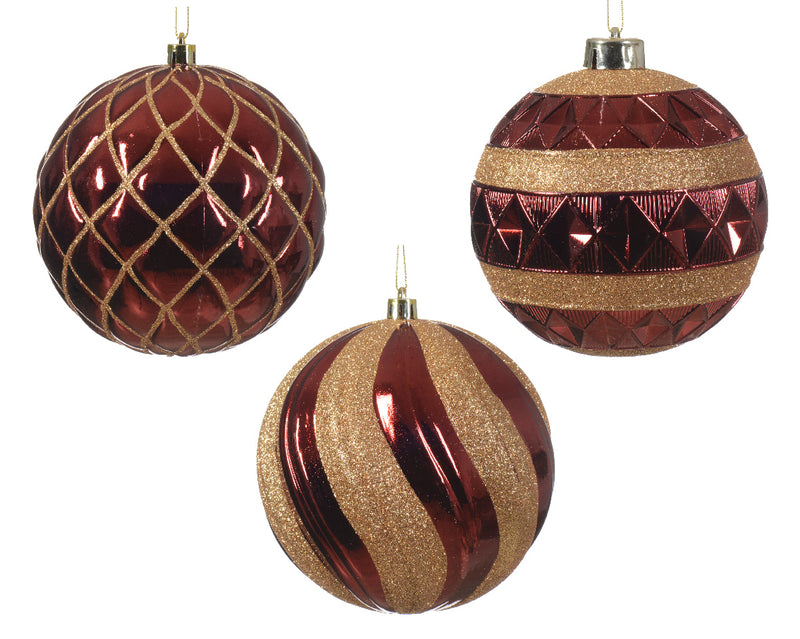 5" Glitter Shiny Shatterproof Ball Ornament Assorted Set Of 12