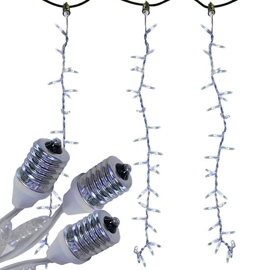 25 LED Pure White Icicle Drop Lights With White Wire