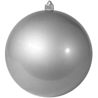 10" Candy Silver Shatterproof UVW Wired Ball Ornament Set Of 2