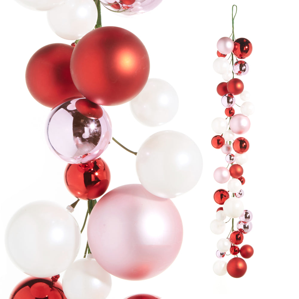 4 FT Pink, Red & White Ball Garland