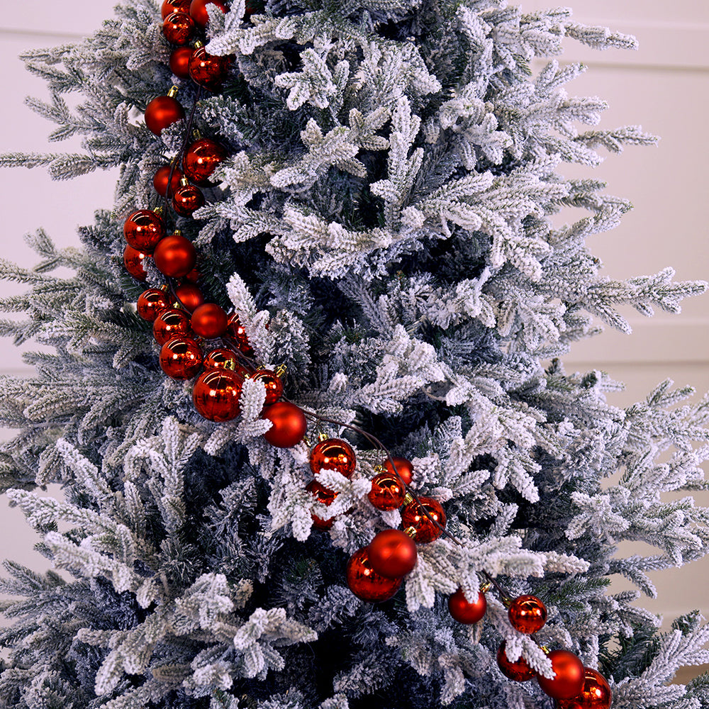6 FT Christmas Red Ball Garland Shatterproof