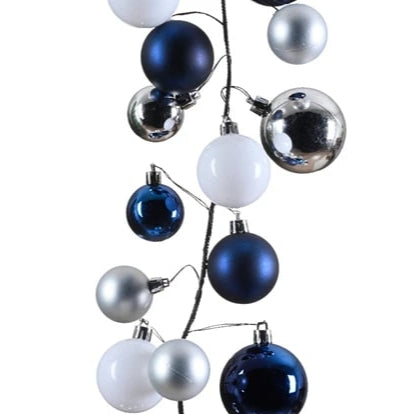 6 FT Blue, Silver & White Ball Garland Shatterproof