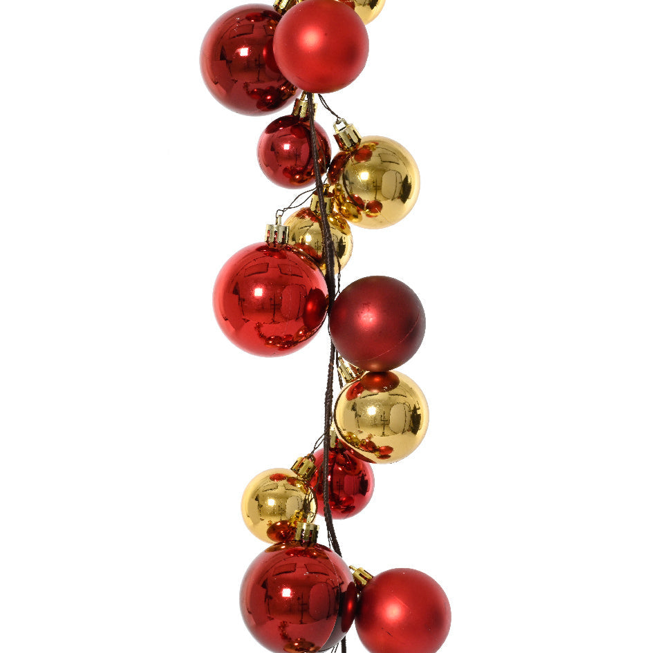 6 FT Red & Gold Ball Garland Shatterproof
