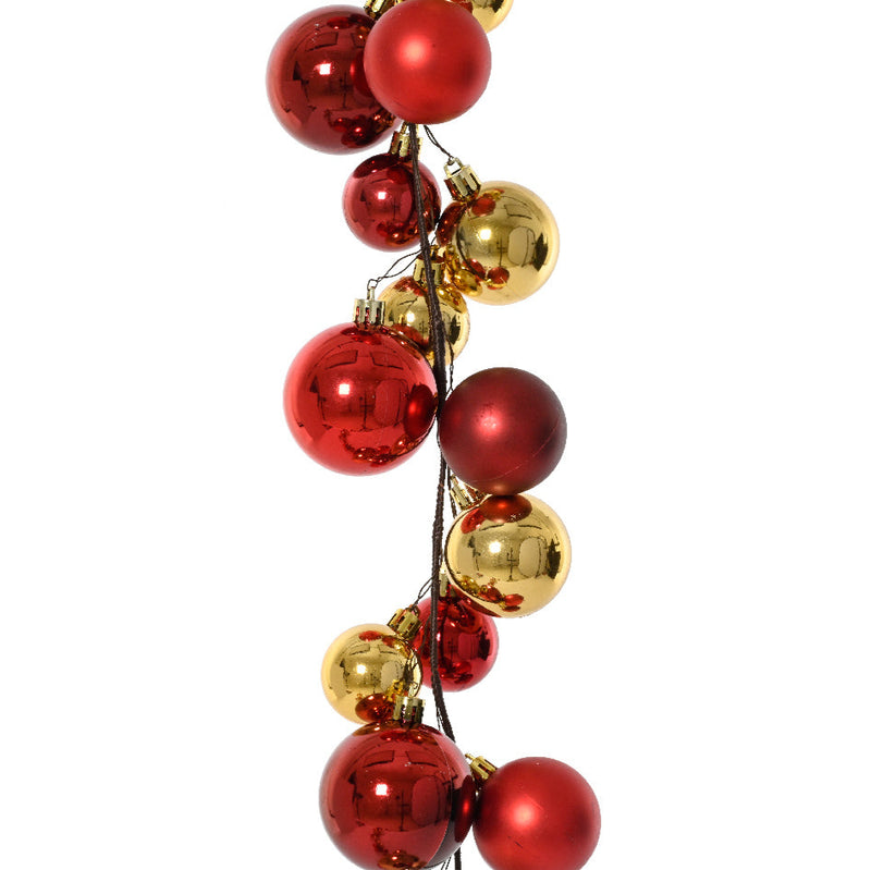 Guirnalda de bolas irrompibles de 1,8 m en rojo y dorado