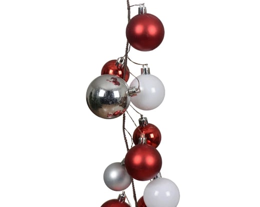 6 FT Red , Silver & White Ball Garland Shatterproof