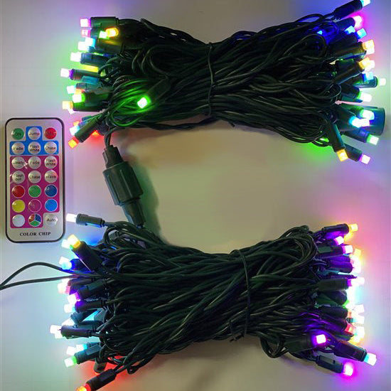 50 luces LED RGB dinámicas de 5 mm con cable verde