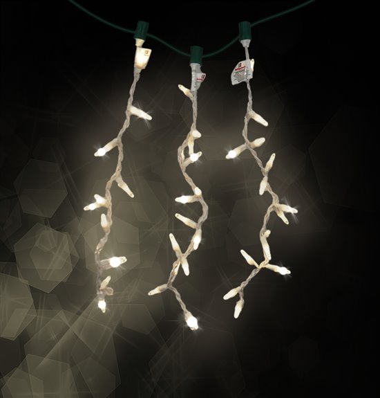 Luces de carámbano de 18 pulgadas, 15 LED, blanco clásico con cable blanco