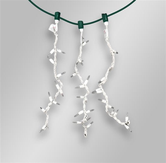 Luces de carámbano de 18 pulgadas, 15 LED, blanco clásico con cable blanco