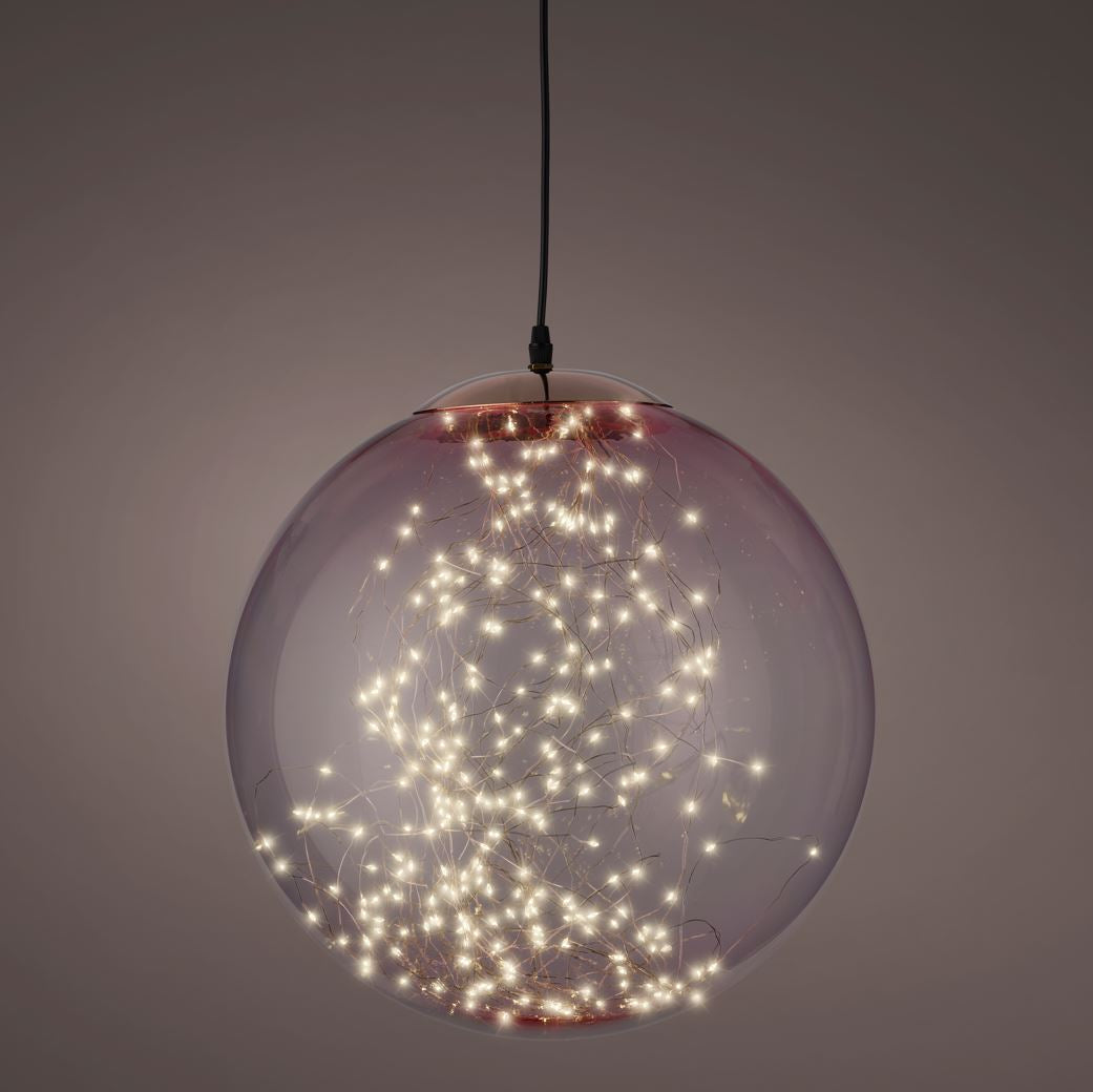 Esfera colgante micro LED rosa transparente