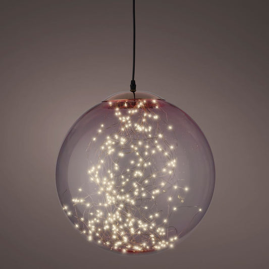 Esfera colgante micro LED rosa transparente