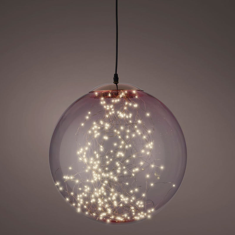 Esfera colgante micro LED rosa transparente