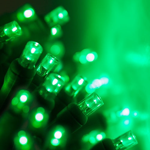 Coaxial de 70 LED de 24 pies con cable verde y bombillas de 5 mm