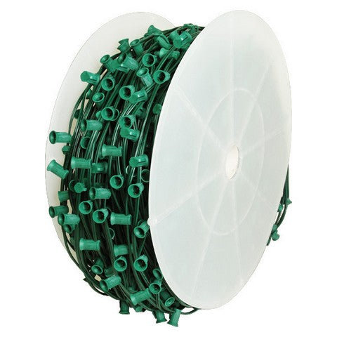 Rollo de cable verde C7 de 1000 pies, espaciado de 12 ", base E12