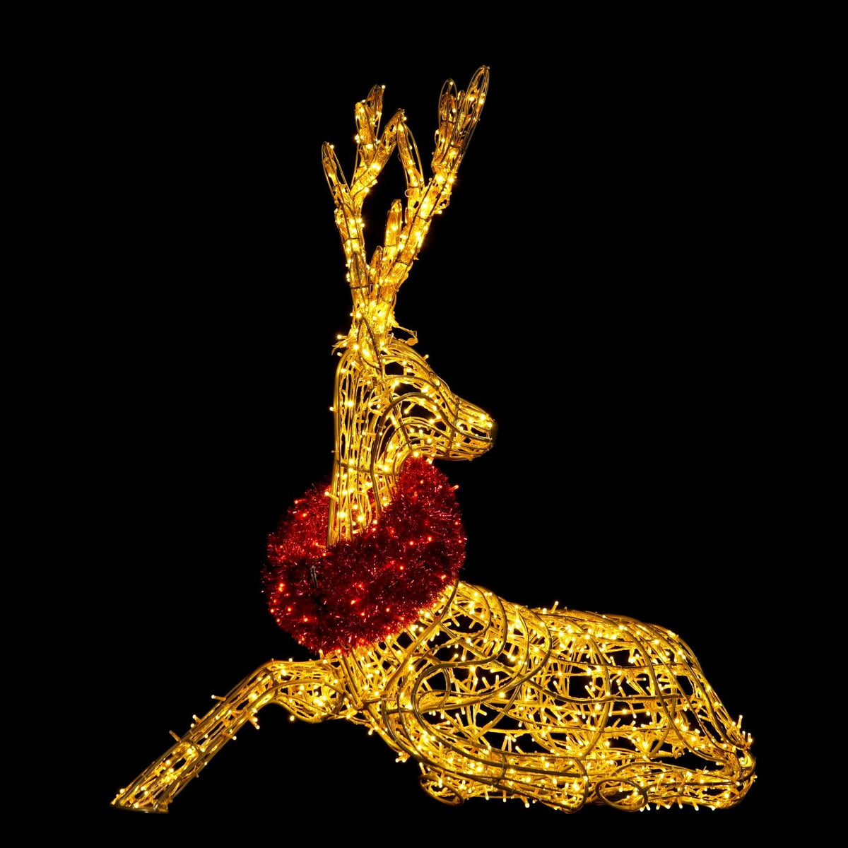 5.5 FT Warm White Twinkle LED Gold Laying Reindeer