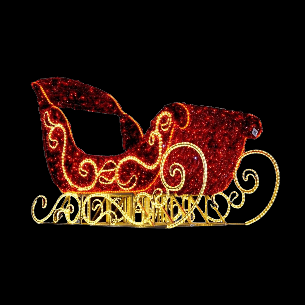 8 FT Warm White & Pure White Twinkle LED 3D Red Tinsel Sleigh