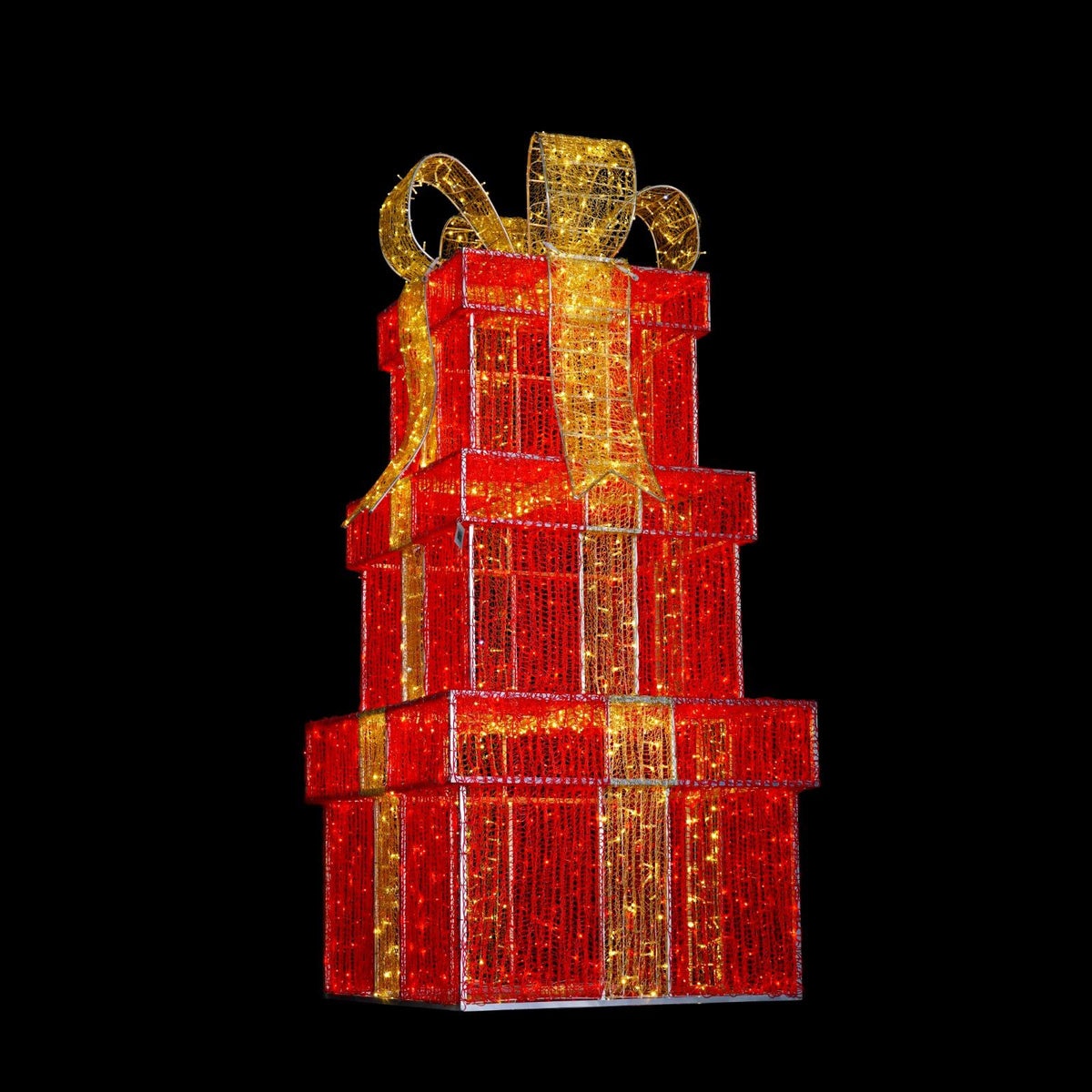 10 FT Warm White Twinkle LED 3D Red Stacked Presents