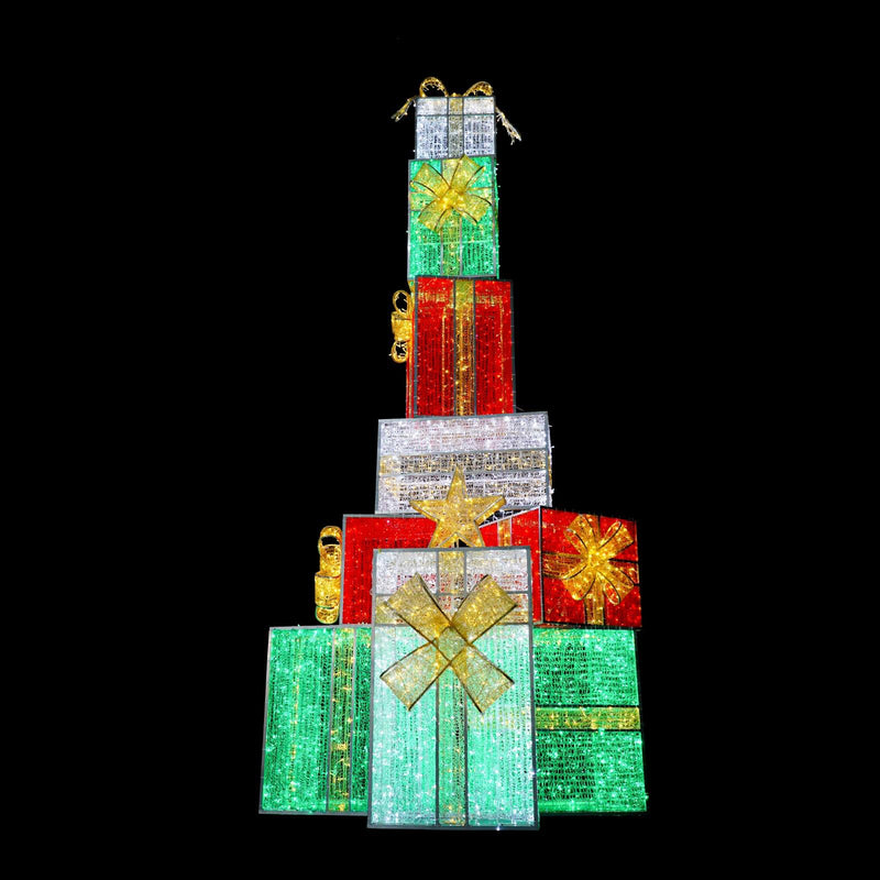 16.5 FT Multi Color Twinkle LED 3D Stacked Presents