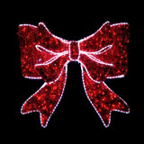 4 FT Pure White Twinkling LED 3D Red Tinsel Bow