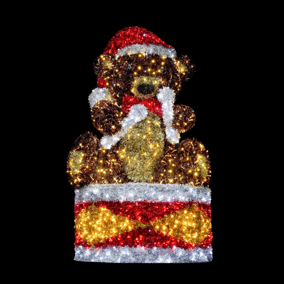 7 FT Pure White Twinkle LED 3D Drummer Teddy Bear