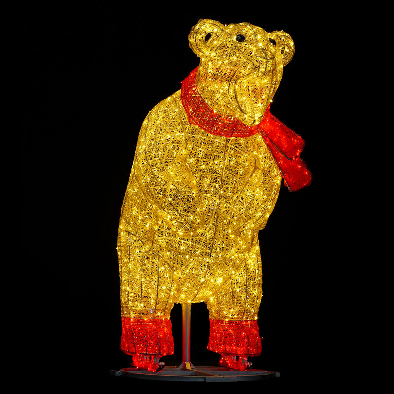 7 FT Warm White Twinkle LED Gold Bear Skating