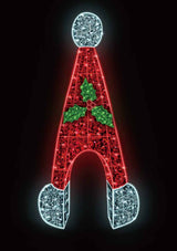 Decorative letter 'A' with red, green, and white colors on a black background