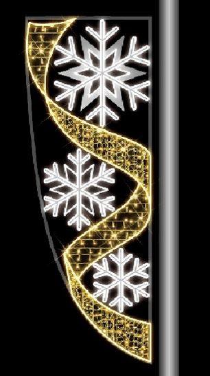 6.5 FT X 2 FT Warm White Snowflake Pole Banner