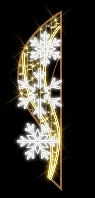 6 FT X 3 FT Warm White & Cool White Snowflake LED Pole Banner
