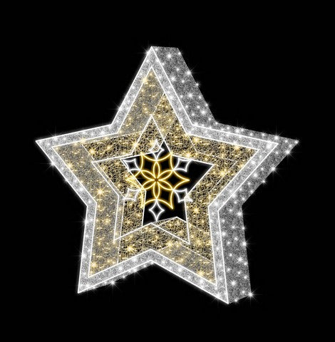 8 FT Warm White LED Star With Snowflake