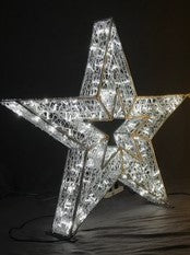 Juego de 2 Estrellas 3D de 60 CM Blanco Frío con Efecto Destellante Blanco Frío