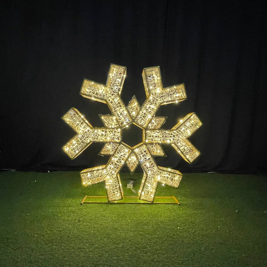 Copos de nieve 3D blanco cálido con efecto centelleante blanco frío de 60 cm