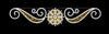 Decorative gold and white design on a black background