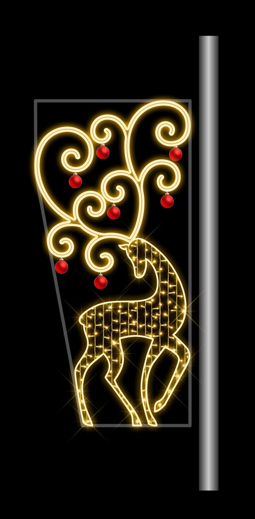 6.5 FT X 3 FT Warm White LED Reindeer Pole Banner