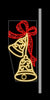 Decorative Christmas bell with red ribbon on a black background
