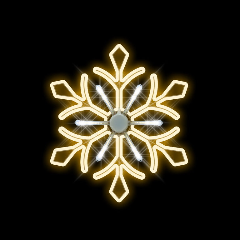 2 FT X 2 FT Warm White & Pure White LED Snowflake With Meteor Light