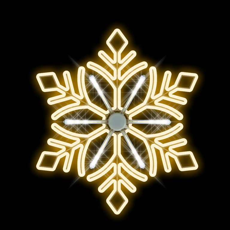 2.5 FT X 2 FT Warm White & Pure White LED Snowflake With Meteor Light