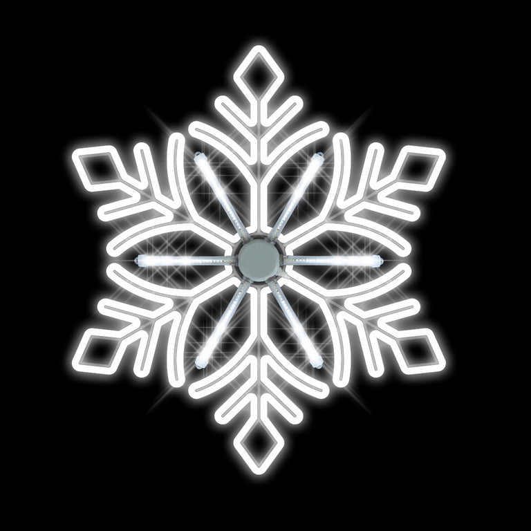 3 FT X 2.5 FT Pure White LED Snowflake With Meteor Light