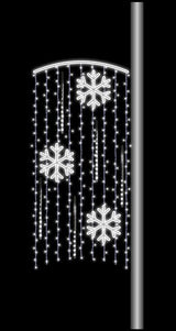 7 FT X 3 FT Pure White LED Snowflake Shower Pole Banner