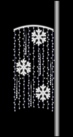 7 FT X 3 FT Pure White LED Snowflake Shower Pole Banner