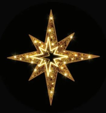 3 FT Warm White LED 8 Point Star