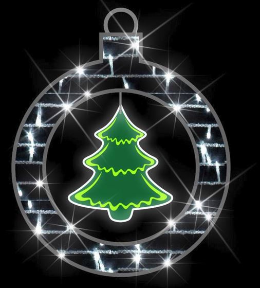 2 FT White LED Ornament With Green Tree