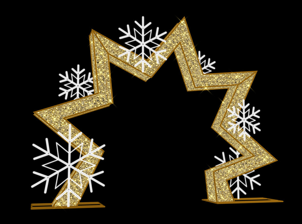 15 FT X 11 FT Pure White & Warm White Star Arch with Snowflakes